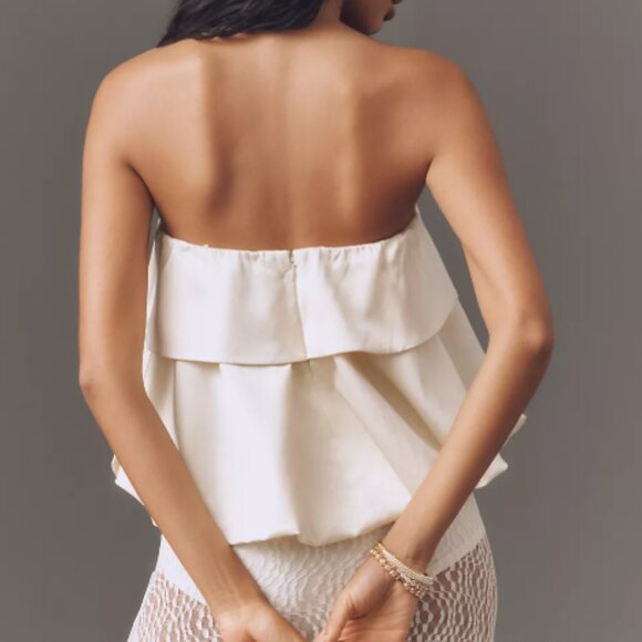 Mare Mare Linen Blend Silky Bubble Blouse ~ Ivory - Picture 4 of 5